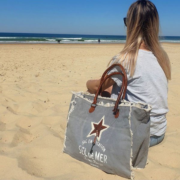 cabas sel de mer gris en coton recyclé