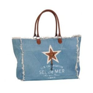 cabas sel de mer bleu en coton recyclé