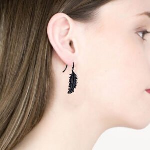 boucles d'oreilles Plume noire