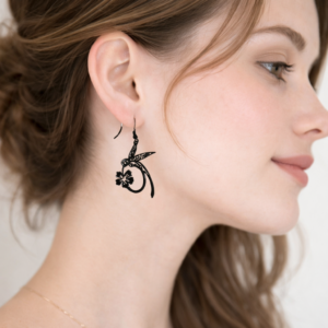 Boucles d'oreilles Colibri noir