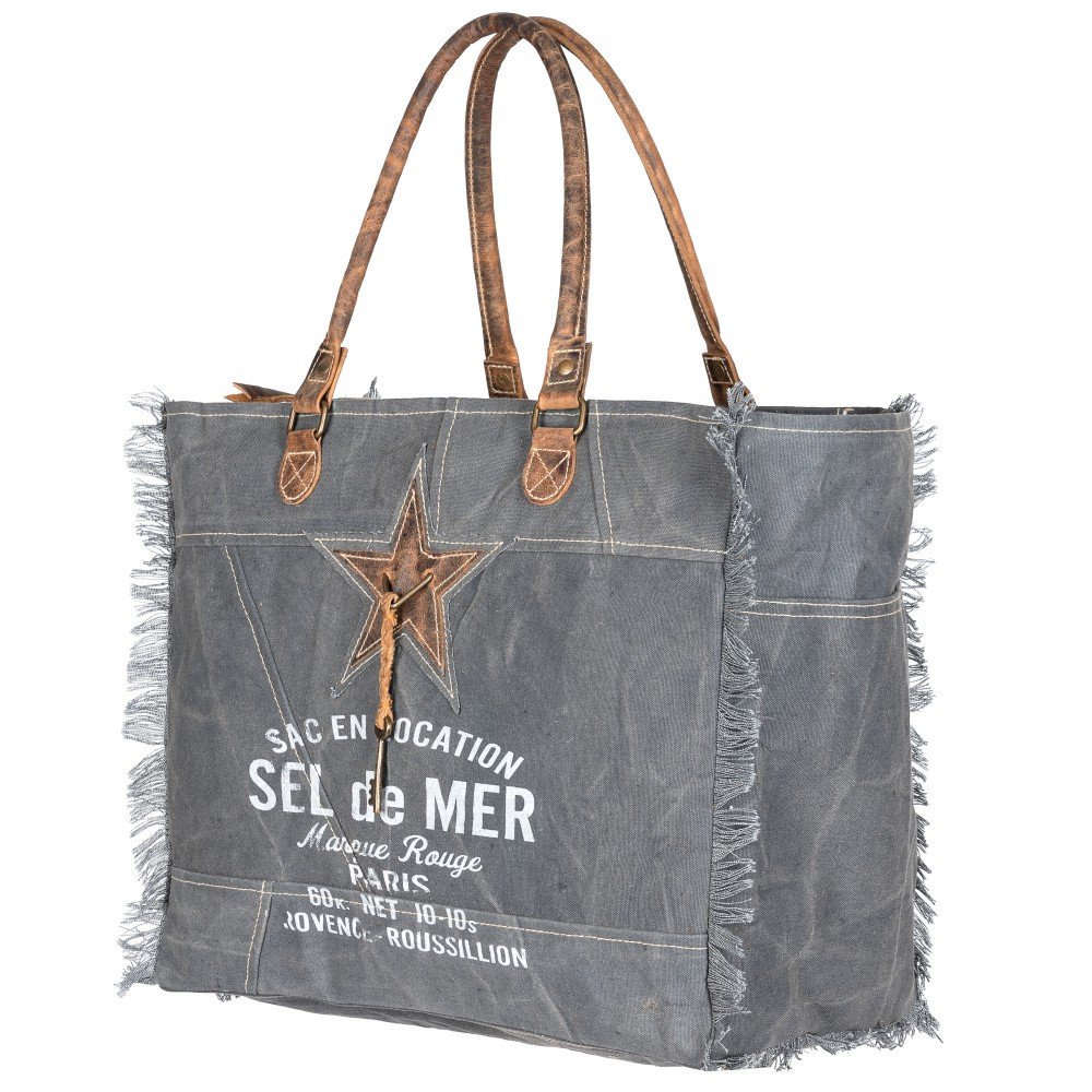 Sac cabas sel de mer gris foncé L