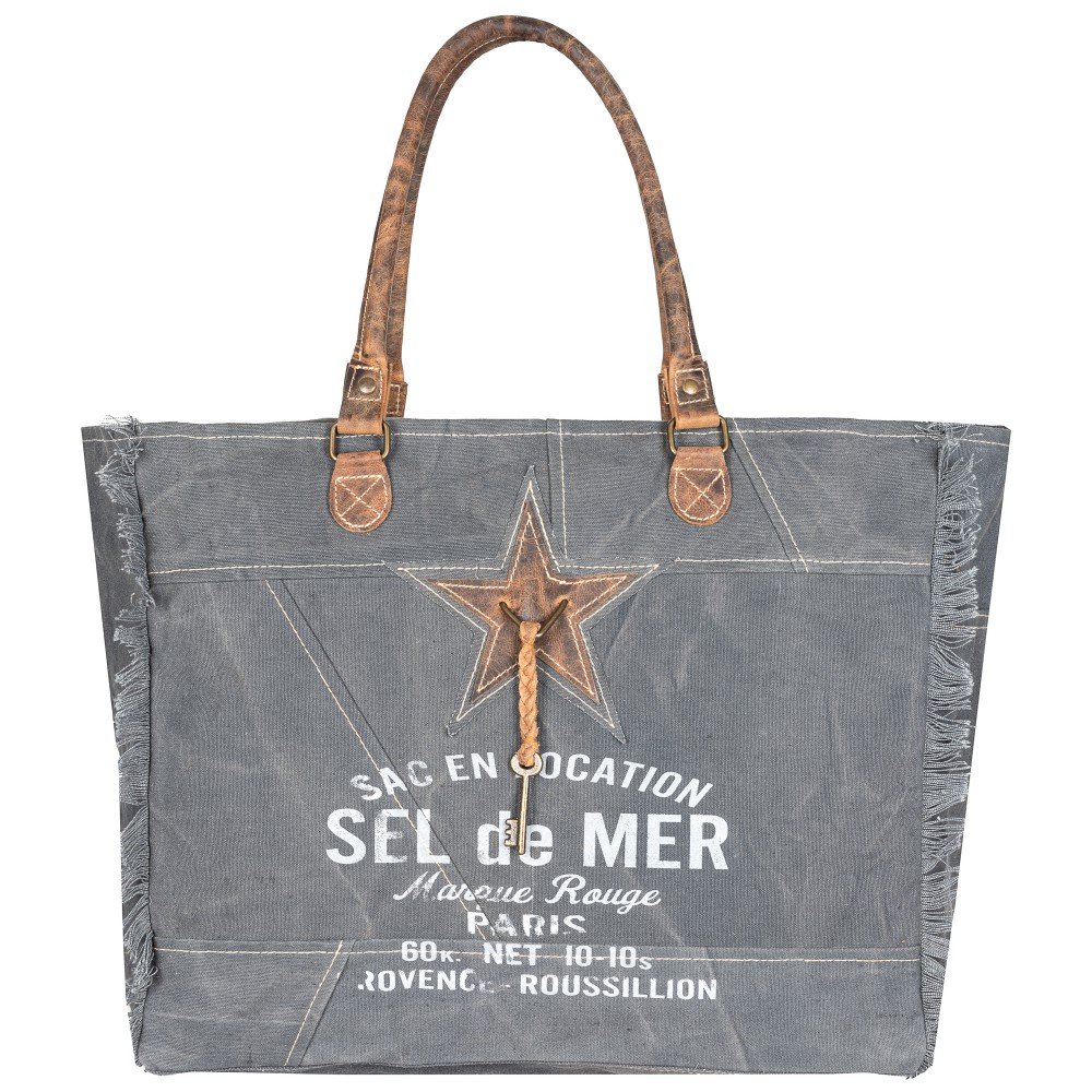 Sac cabas sel de mer gris foncé L